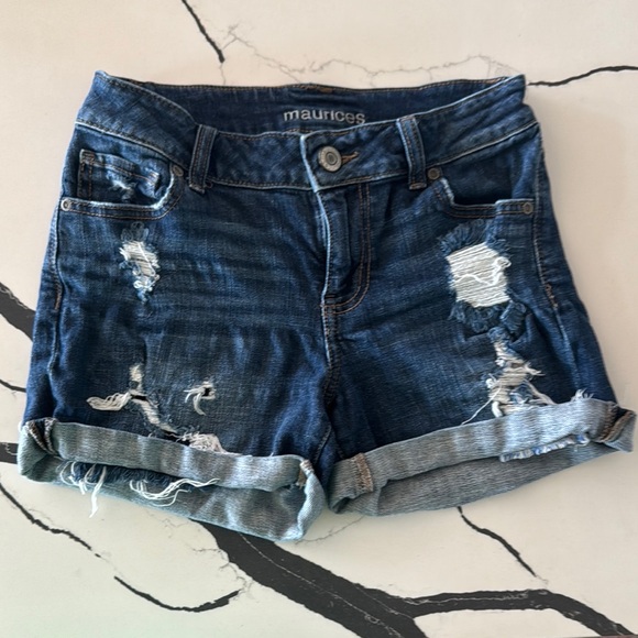 Maurices Pants - Maurices Dark Blue Ripped Jean Shorts